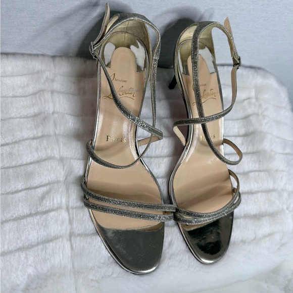 CHRISTIAN LOUBOUTIN Authentic Silver Strappy Sandals - Picture 7 of 15